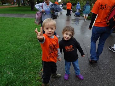 Kids with Down syndrome at the walk event